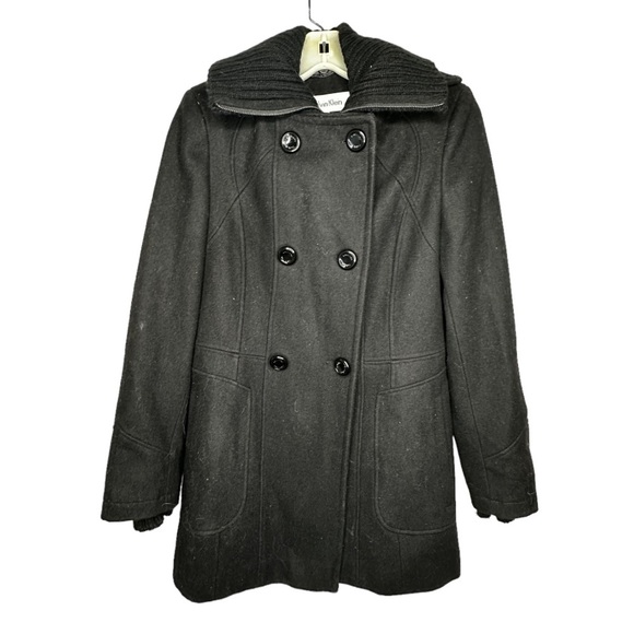 Calvin Klein‎ Black Wool Blend Coat - Picture 1 of 6
